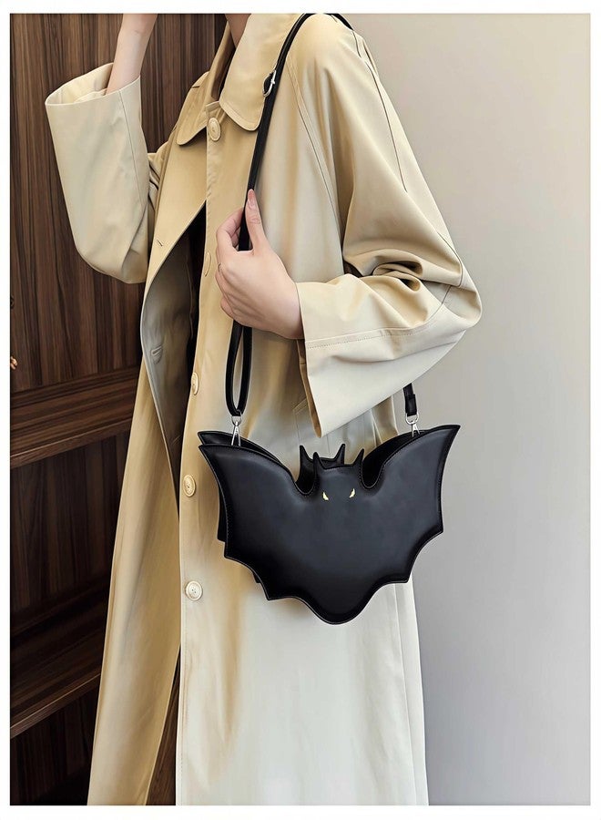 Winatehr goth halloween gothic bat purse shoulder bag, small novelty emo vegan leather crossbody bags for women trendy, cute weird scene grunge accessories spooky gifts - Image 2